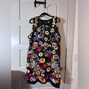New York & Company Black Dress with Colorful Floral Design